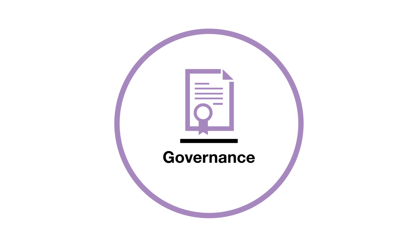 a purple circle with a white button that says governance