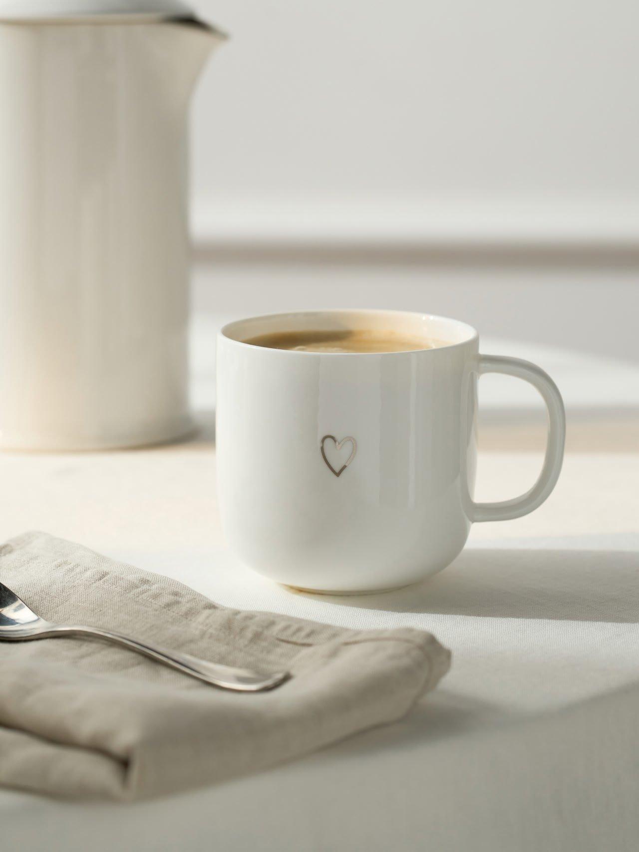 Bone China Silver Heart Mug