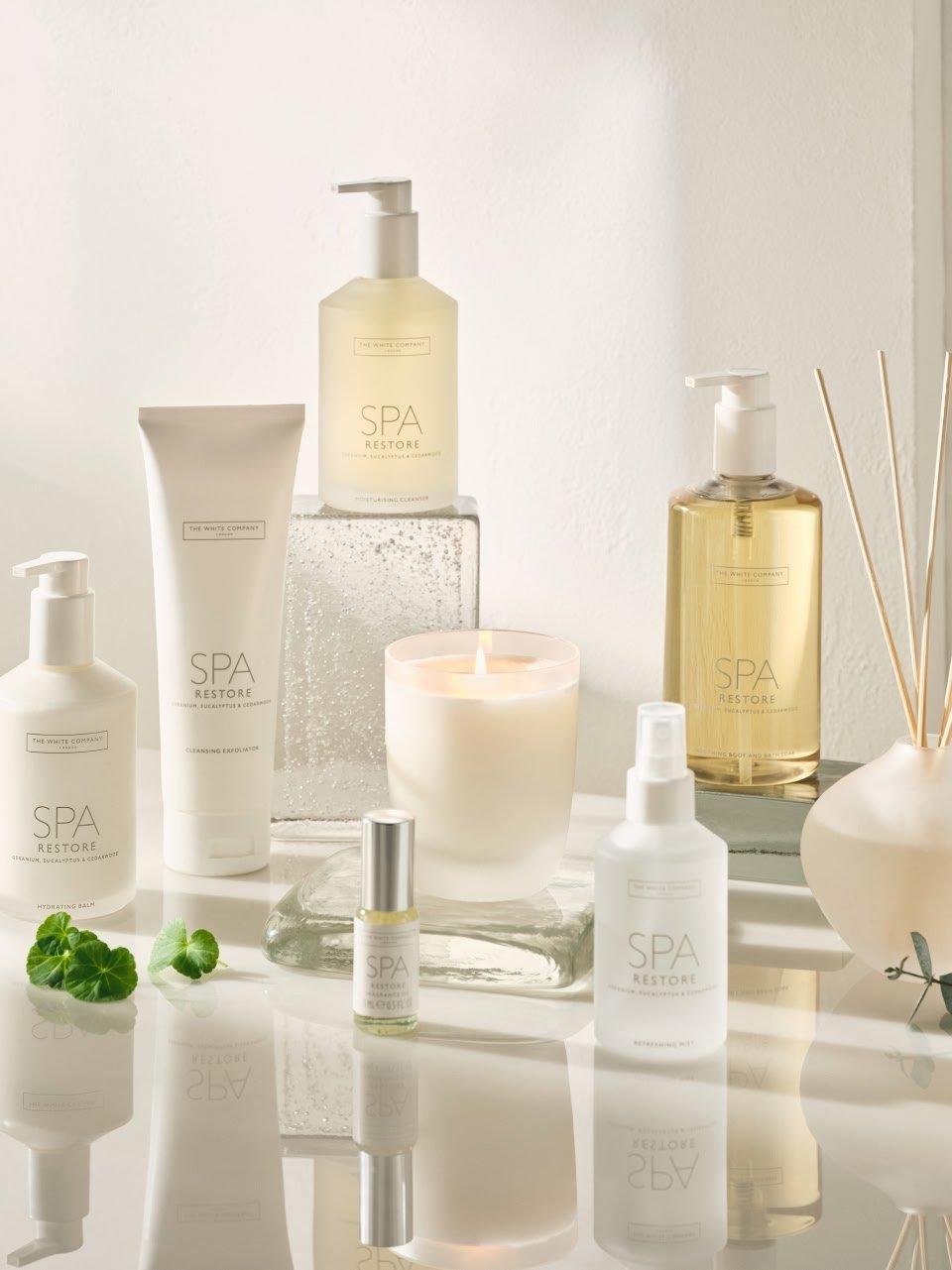 a collection of a collection of spa products on a table